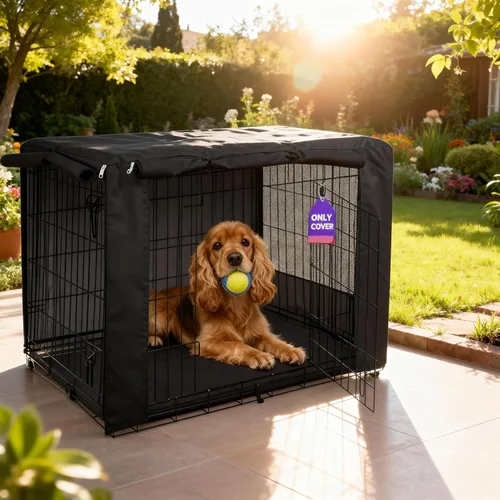 Vista 16 de HiCaptain - Cubierta de doble puerta para jaula de perro (para cajas de alambre de 24 30 36 42 48 pulgadas)