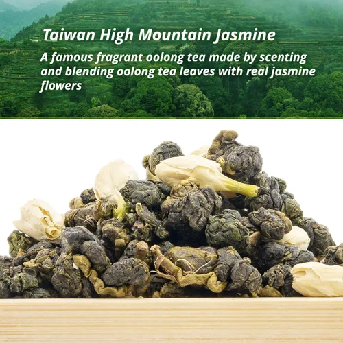 Vista 2 de Oriarm Té Oolong de jazmín Hoja suelta – Hojas de té verde Oolong de Taiwán con flores de jazmín – 3.53 oz (3.53 onzas)