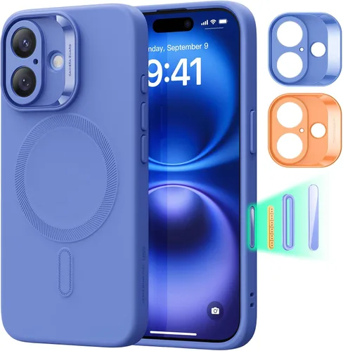Vista 18 de ESR Funda para iPhone 15 con MagSafe, soporta carga magnética, funda delgada de silicona líquida, absorción de golpes, protección de pantalla y Negro