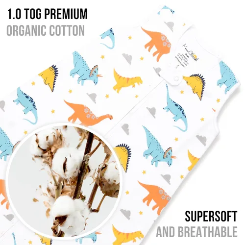 Vista 215 de Mama Cheetah Saco de dormir para bebé de 0.5 TOG, Manta portátil de algodón orgánico para bebé con cremallera bidireccional, Saco de dormir