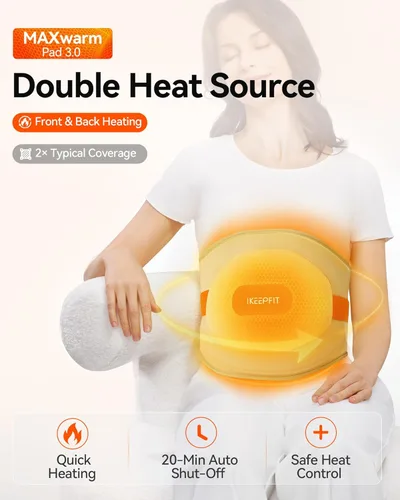 Vista 8 de IKEEPFIT Almohadilla térmica portátil para espalda, cinturón térmico inalámbrico con masajeador para aliviar el dolor de espalda baja, funciona