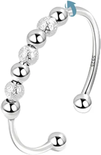 Vista 9 de Vito 925 Sterling Silver Fidget Anxiety Open Ring for Women Men