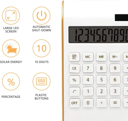 Vista 25 de Calculadora rosa de 2 piezas, calculadora de energía dual con batería solar, calculadora de escritorio de 12 dígitos con pantalla LCD grande
