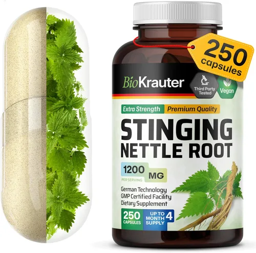 BIO KRAUTER® Ortiga urinaria para apoyo estacional – Suplemento de raíz de ortiga (Urtica Dioica) 1200 mg para apoyo del tracto urinario y bienestar