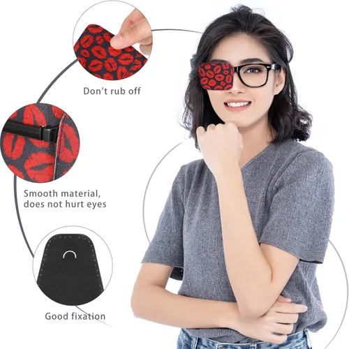 Vista 2 de Sosation 10 parches oculares para adultos ojo derecho izquierdo, parche ocular para gafas, estilos mixtos