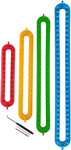 Vista 2 de Wayion Juego de telar de tejer con gancho Kit de aguja de hilo de hilo tejedor 4 telares de sombrero, telar largo para tejer DIYfor bufanda, suéter