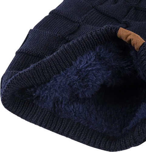 Vista 51 de REDESS Gorro de lana para hombres y mujeres, gorros de invierno cálidos de punto holgados y gruesos tipo calavera A1 negro