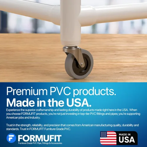 Vista 8 de FORMUFIT Adaptador de montaje de PVC con ruedas de 1-1/4 pulgadas, grado de muebles, blanco, fabricado en Estados Unidos, resistente a los rayos UV