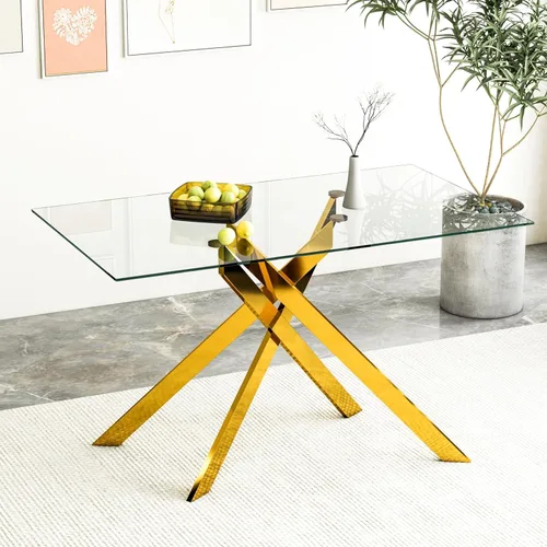 Vista 57 de Mesas de comedor redondas de 36 pulgadas, mesa de comedor moderna de cocina con base de metal cromado dorado, mesas de comedor redondas de vidrio