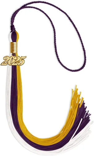 Vista 180 de Endea - Borla de graduación de triple color con gota de fecha dorada (negro/dorado/granate, 2020)