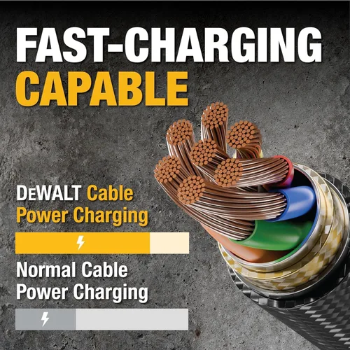Vista 28 de DEWALT Heavy Duty USB C Cable (USB 2.0, Black, 1 feet)