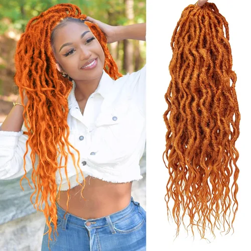 Vista 20 de 8 paquetes de rastas de cabello sintético de ganchillo de 18 pulgadas, rastas sintéticas boho con extremos rizados, cabello de ganchillo de rastas