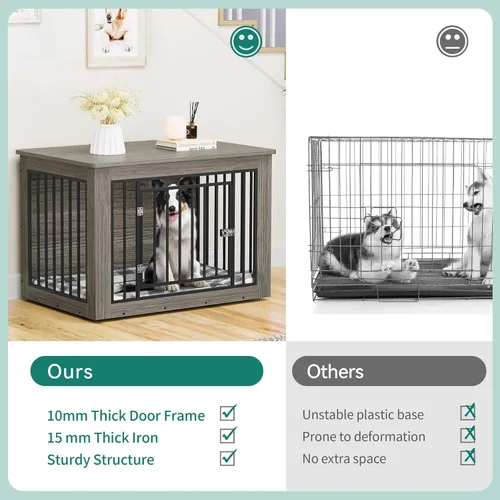 Vista 2 de YITAHOME Mueble de jaula para perros grandes, mesa auxiliar lateral, perrera moderna para perros de interior hasta 60 libras, jaula para perros