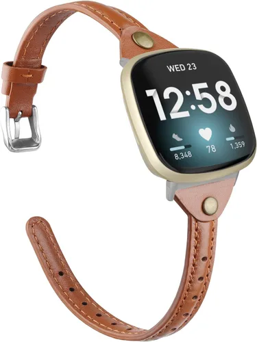 Vista 13 de Minyee Compatible con Fitbit Versa 3/Fitbit Sense Band para mujeres y hombres, correa de cuero delgada y fina, pulsera para Fitbit Versa 3/Fitbit