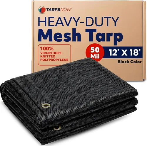 Vista 37 de Tarps Now Lonas de malla resistentes (4 x 10 pies) con ojales, lona de tela con 75 % de protección solar para pantalla de patio, bloque de viento