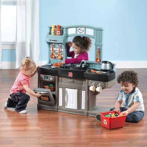 Vista 5 de Step2 Best Chefs - Juego de cocina para niños, cocina para interiores y exteriores, juego interactivo con luces y sonidos, hecho de plástico