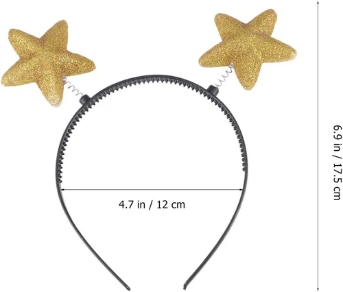 Vista 2 de Minkissy Diadema de estrella, 8 piezas de accesorios para disfraz con aros de estrellas coloridas, diadema alienígena antena de estrella