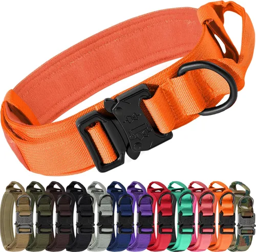Vista 10 de Joytale Collar táctico para perro con asa, collar militar ajustable y resistente con 2 parches para entrenamiento, adecuado para perros medianos