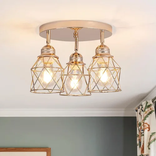 Vista 13 de Accesorios de iluminación de cocina - Lámpara de techo de 3 luces multidireccional con base E26, montaje empotrado ajustable para cocina de granja