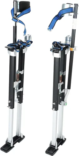 Vista 8 de Zancos de Paneles de Yeso Negros de 36"-50" Pulgadas Herramienta de Aluminio con Rodilleras Protectoras Portátiles Ajustables para Pintor Caminando