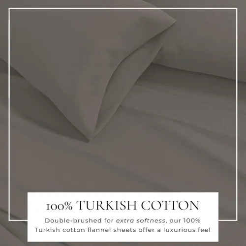 Vista 2 de Great Bay Home Flannel Sheet Set Queen Size - 100% Turkish Cotton, Double-Brushed, Winter Bed Sheets - Ultra-Soft, Cozy, 4-Piece Bedding Set
