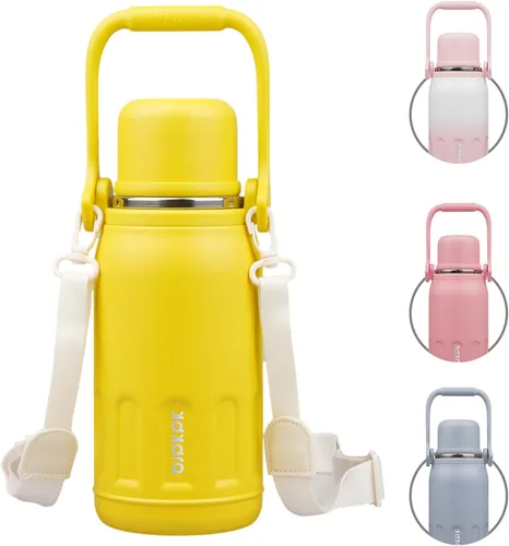 Vista 28 de BJPKPK Botella de agua aislada de acero inoxidable de 27 onzas con asa y tapa de taza, botella térmica de metal de viaje, perla morada