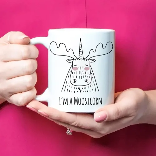 Vista 4 de Fonhark - I'm A Moosicorn, Moosicorn Coffee Mug, Moose Unicorn, 11 Oz Novelty Coffee Mug/Cup, White