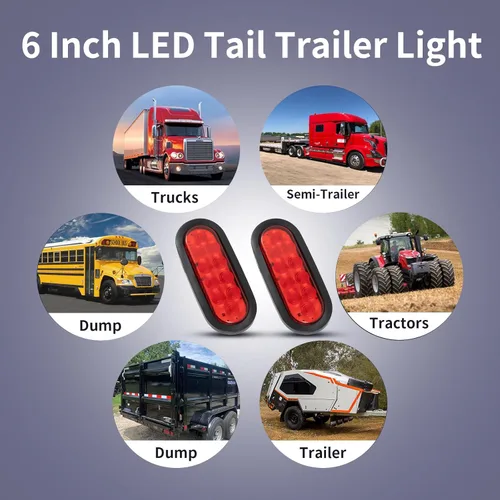 Vista 6 de Kit de luces LED ovaladas de 6" para remolque, 4 piezas de luces traseras impermeables de parada/giro/freno con 10 marcadores LED para camión, RV