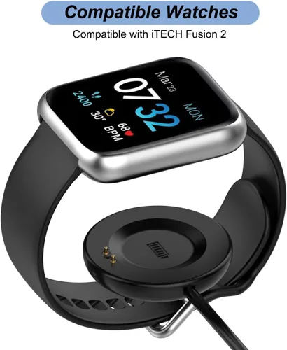 Vista 2 de Cargador para iTECH Fusion 2/3, cable de carga USB de repuesto para iTech Fusion 2/3 Smart Watch (3.3 pies/3.3 ft)
