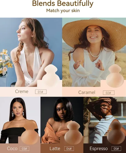 Vista 4 de Niidor Pasties Nipple Covers, Ultra-thin Adhesive Silicone Nipple Padding Cover, Reusable Invisible Breast Petals for Women