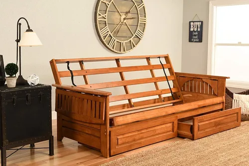 Vista 34 de Kodiak Furniture Futón Phoenix, tamaño completo, gamuza azul marino