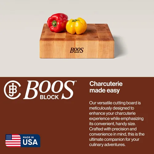 Vista 5 de John Boos Tabla de cortar de madera para cocina de 3 pulgadas de grosor, reversible, de grano final, bloque de charcutería con agarres para los dedos