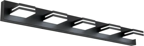 Vista 11 de SineRise Moderna lámpara LED para tocador de baño (2 luces, 15.5 pulgadas, regulable), madera marrón, pintada de acrílico, moderna lámpara de pared