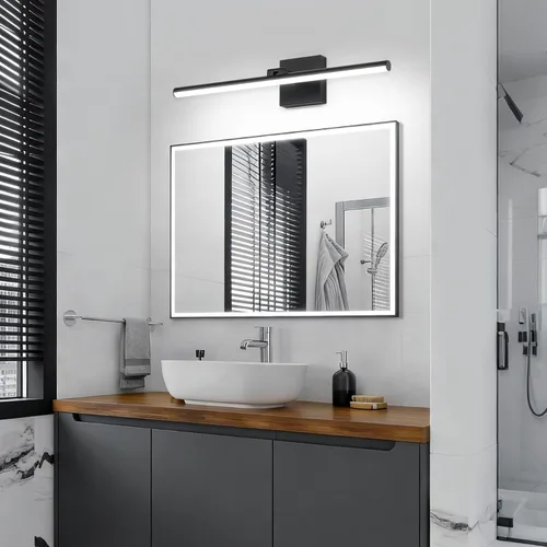 Vista 5 de Lámpara LED para tocador de baño, moderna lámpara de baño sobre el espejo (blanco frío 6000 K), barra de luz de tocador con ángulo ajustable, 24