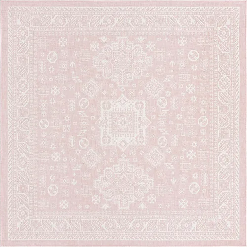 Vista 133 de Unique Loom Outdoor Aztec Collection Alfombra de área - Chalca (10 pies, redonda, azul/marfil)