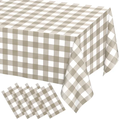 Vista 65 de WNINK Paquete de 6 manteles desechables negros de 54 x 108 pulgadas, para barbacoa, cumpleaños, picnic, despedida de soltera, compromiso, boda