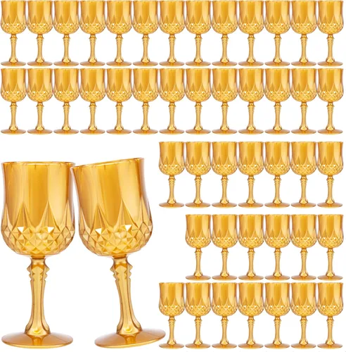 Vista 15 de JLYLOL Copas de vino de plástico vintage de 7 onzas, copas de plástico vintage, 12 piezas de vasos de agua para boda, copas de agua reutilizables