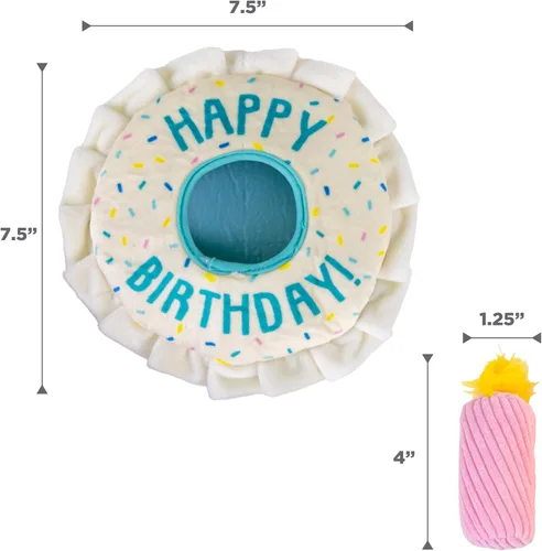 Vista 6 de Outward Hound Hide A Birthday Cake, rompecabezas de peluche con temática de cumpleaños para perros