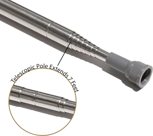 Vista 3 de Plumero de ventilador de techo con poste de extensión, plumeros de microfibra de 7 pies de largo para limpieza con 2 cepillos para techo alto