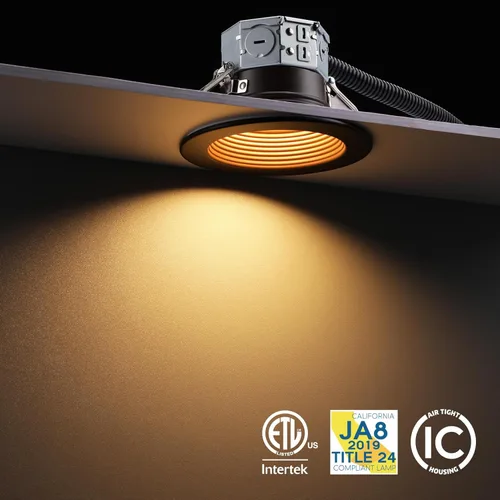 Vista 5 de TORCHSTAR Paquete de 8 5CCT de 4 pulgadas LED empotrados integrados sin lata con caja de conexión, deflector profundo antirreflejo, lámpara