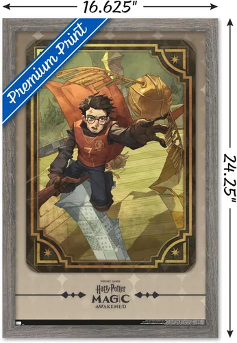 Vista 3 de Trends International Harry Potter: Magic Awakened - Póster de pared de Harry Quidditch, 22.4 pulgadas de largo x 14.7 pulgadas, versión enmarcada