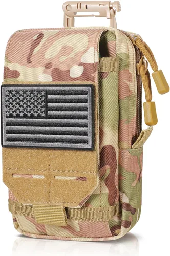 Vista 18 de SOWHUP Bolsa Táctica Molle Pequeña con Funda para Celular, Organizador de Gadgets EDC para Cintura