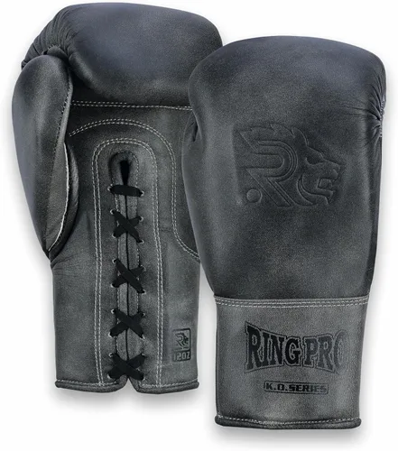 Ring Pro Leather Lace-Up Cracker Boxing Gloves, for Training, Sparring, and Heavy Bag Work, Boxing, MMA, Kickboxing, Muay Thai, for Men and Women