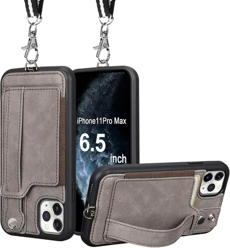 Vista 13 de TOOVREN Funda tipo cartera para mujeres y hombres con tarjetero de cuero (gris, funda para iPhone XR de 6.1 pulgadas)