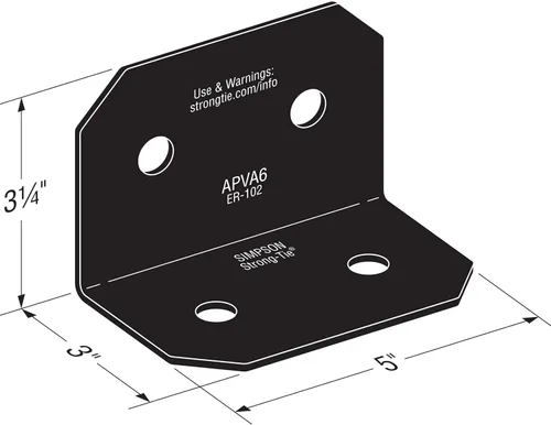 Vista 2 de Simpson Strong-Tie Acentos para exteriores APVA6 - con sujetadores necesarios