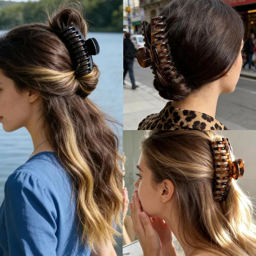 Vista 5 de Pinzas para el cabello extra grandes de 5.5 pulgadas para cabello largo y grueso, pinzas para el cabello de mujer, 2 unidades, accesorios