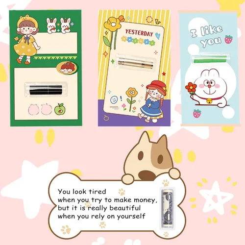 Vista 2 de SHERY Titular de la tarjeta de dinero, bolsas de plástico transparente para bálsamo labial con cinta adhesiva, soporte para lápiz capítulo, soporte