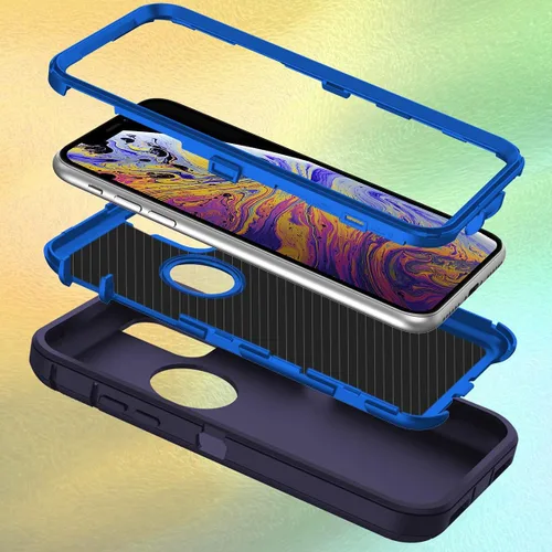 Vista 2 de I-HONVA Funda para iPhone Xs Max, a prueba de golpes, a prueba de polvo y caídas, 3 capas de protección de cuerpo completo