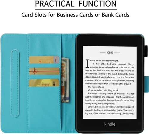 Vista 5 de Funda delgada de 6 pulgadas para Kindle Paperwhite (10ª generación, versión 2018) – Funda de piel sintética para tarjetas y ranuras para efectivo