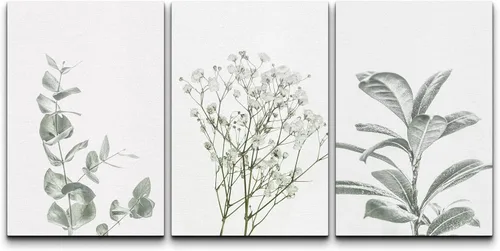 Vista 101 de Lienzo de 3 piezas, arte contemporáneo, decoración de pared moderna, cascada y flores